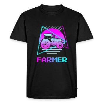 Retro Farmer Farm Farming - Men's Premium Organic T-Shirt - black - Front - Nico (187cm)
