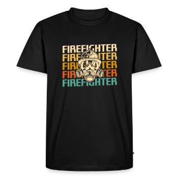 Retro Vintage Classic Firefighter Firefighting - Men's Premium Organic T-Shirt - black - Front - Nico (187cm)