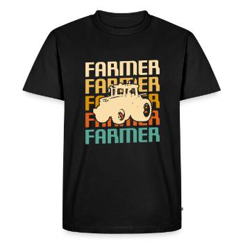 Retro Vintage Classic Farmer Farming - Men's Premium Organic T-Shirt - black - Front - Nico (187cm)
