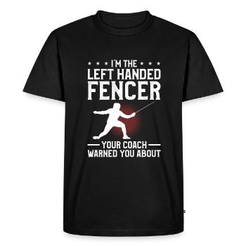 Je suis l’escrimeur gaucher que votre entraîneur vous a prévenu - T-shirt Premium bio Homme - noir - Devant - Nico (187cm)