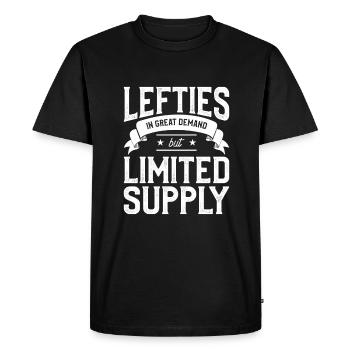 Les gauchers en forte demande mais une offre limitée - T-shirt Premium bio Homme - noir - Devant - Nico (187cm)