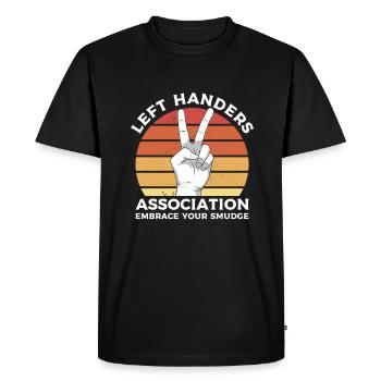 Association de gauchers Embrassez votre tache drôle - T-shirt Premium bio Homme - noir - Devant - Nico (187cm)