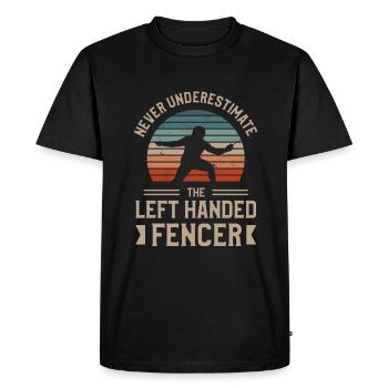 Never Underestimate The Left Handed Fencer Lefty - Men's Premium Organic T-Shirt - black - Front - Nico (187cm)