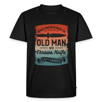 Ne sous-estimez jamais un vieil homme qui lance un couteau - T-shirt Premium bio Homme - noir - Devant - Nico (187cm)