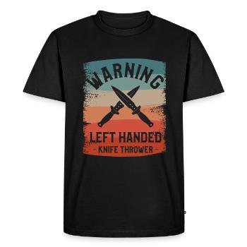 Avertissement lanceur de couteaux gaucher gaucher gaucher - T-shirt Premium bio Homme - noir - Devant - Nico (187cm)
