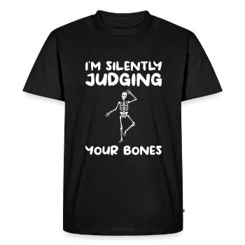 Je juge silencieusement vos os orthopédiques - T-shirt Premium bio Homme - noir - Devant - Nico (187cm)