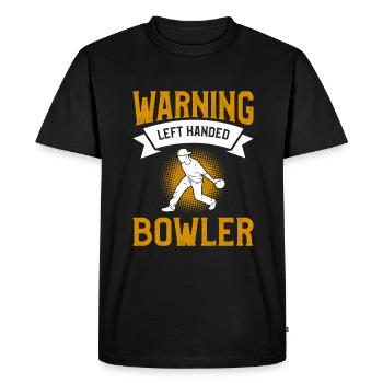 Warning Left Handed Bowler Lefty Bowling - Men's Premium Organic T-Shirt - black - Front - Nico (187cm)