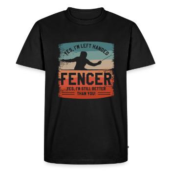 Oui je suis escrimeur gaucher oui je suis encore meilleur - T-shirt Premium bio Homme - noir - Devant - Nico (187cm)