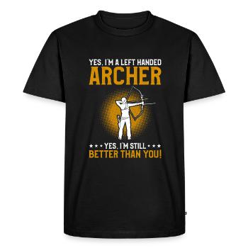 Yes I'm A Left Handed Archer Yes I'm Still Better - Men's Premium Organic T-Shirt - black - Front - Nico (187cm)