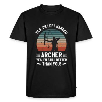 Yes I'm Left Handed Archer Yes I'm Still Better - Men's Premium Organic T-Shirt - black - Front - Nico (187cm)