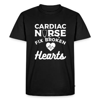Une infirmière cardiaque répare les cœurs brisés Cardiologue - T-shirt Premium bio Homme - noir - Devant - Nico (187cm)