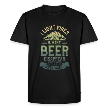 J’allume des feux et fais disparaître la bière Qu’est-ce que c’est que toi - T-shirt Premium bio Homme - noir - Devant - Nico (187cm)