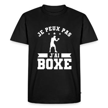 Je Peux Pas J'ai Boxe Boxeur - T-shirt Premium bio Homme - noir - Devant - Nico (187cm)
