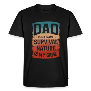 Papa est mon nom Survie La nature est mon jeu Camping - T-shirt Premium bio Homme - noir - Devant - Nico (187cm)