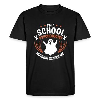Je suis psychologue scolaire Rien ne me fait peur - T-shirt Premium bio Homme - noir - Devant - Nico (187cm)