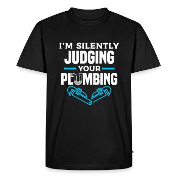 Je juge silencieusement votre plombier de plomberie - T-shirt Premium bio Homme - noir - Devant - Nico (187cm)