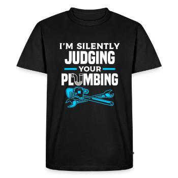 Je juge silencieusement votre plombier de plomberie - T-shirt Premium bio Homme - noir - Devant - Nico (187cm)