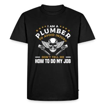 Je suis plombier pour éviter les blessures Ne me dites pas comment - T-shirt Premium bio Homme - noir - Devant - Nico (187cm)