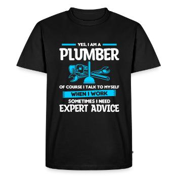 Yes I Am A Plumber Of Course I Talk To Myself When - Men's Premium Organic T-Shirt - black - Front - Nico (187cm)