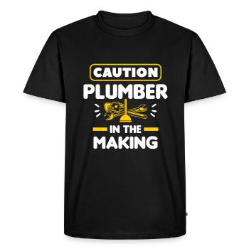 Caution Plumber In The Making Plumber Plumbers - Men's Premium Organic T-Shirt - black - Front - Nico (187cm)