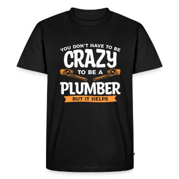 Vous n’avez pas besoin d’être fou pour être plombier, mais il - T-shirt Premium bio Homme - noir - Devant - Nico (187cm)
