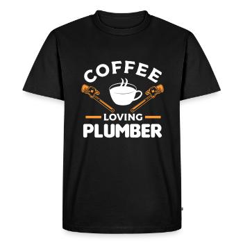 Coffee Loving Plumber Plumbing Plumbers - Men's Premium Organic T-Shirt - black - Front - Nico (187cm)