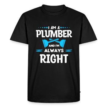 Je suis plombier et j’ai toujours raison plomberie - T-shirt Premium bio Homme - noir - Devant - Nico (187cm)