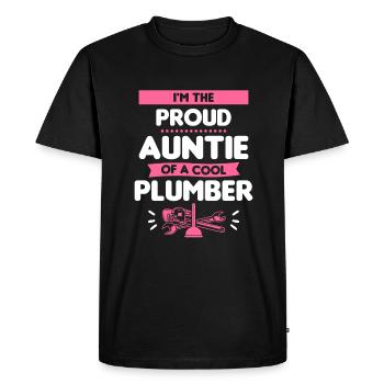I'm The Proud Auntie Of A Cool Plumber Plumbing - Men's Premium Organic T-Shirt - black - Front - Nico (187cm)