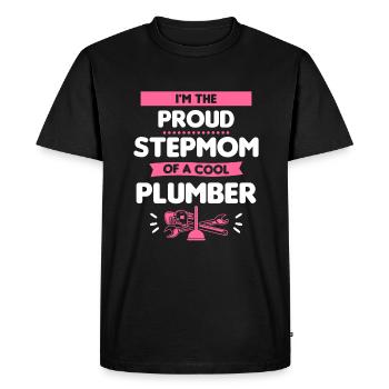 Je suis la fière belle-mère d’un plombier cool - T-shirt Premium bio Homme - noir - Devant - Nico (187cm)