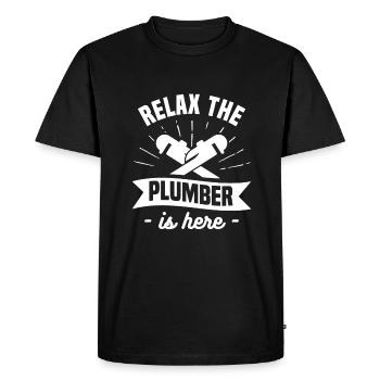 Relax The Plumber Is Here Plumbing Plumbers - Men's Premium Organic T-Shirt - black - Front - Nico (187cm)