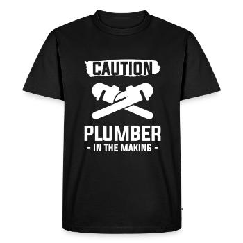 Caution Plumber In The Making Plumber Plumbers - Men's Premium Organic T-Shirt - black - Front - Nico (187cm)