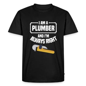 Je suis plombier et j’ai toujours raison plomberie - T-shirt Premium bio Homme - noir - Devant - Nico (187cm)