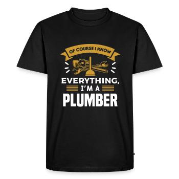 Bien sûr, je sais tout Je suis plombier plombier - T-shirt Premium bio Homme - noir - Devant - Nico (187cm)