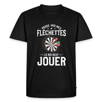 Passe-Moi Mes Fléchettes Le Roi Veut Jouer - T-shirt Premium bio Homme - noir - Devant - Nico (187cm)