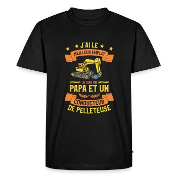 Je Suis Un Papa Et Un Conducteur De Pelleteuse - T-shirt Premium bio Homme - noir - Devant - Nico (187cm)