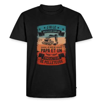 Je Suis Un Papa Et Un Conducteur De Pelleteuse - T-shirt Premium bio Homme - noir - Devant - Nico (187cm)