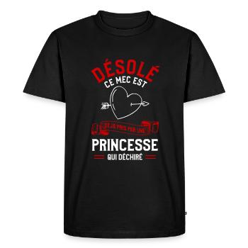 Désolé Ce Mec Est Déjà Pris Par Une Princesse Qui - T-shirt Premium bio Homme - noir - Devant - Nico (187cm)