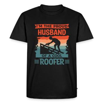 Cet homme est un mari génial et un couvreur - T-shirt Premium bio Homme - noir - Devant - Nico (187cm)