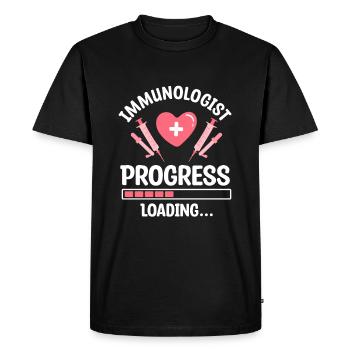 Immunologiste en cours de chargement Immunologie - T-shirt Premium bio Homme - noir - Devant - Nico (187cm)