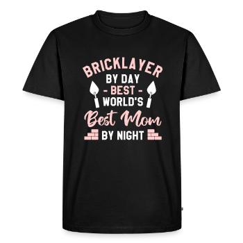 Briqueteuse le jour Meilleure maman du monde la nuit - T-shirt Premium bio Homme - noir - Devant - Nico (187cm)