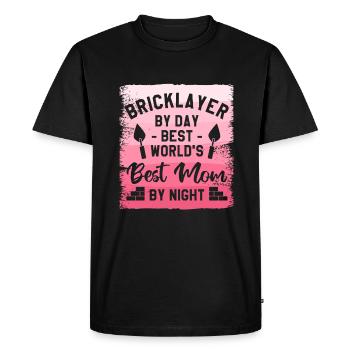 Briqueteuse le jour Meilleure maman du monde la nuit - T-shirt Premium bio Homme - noir - Devant - Nico (187cm)