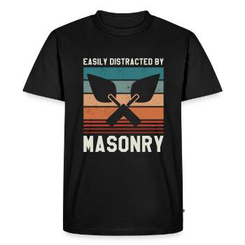 Facilement distrait par la maçonnerie maçonnerie - T-shirt Premium bio Homme - noir - Devant - Nico (187cm)