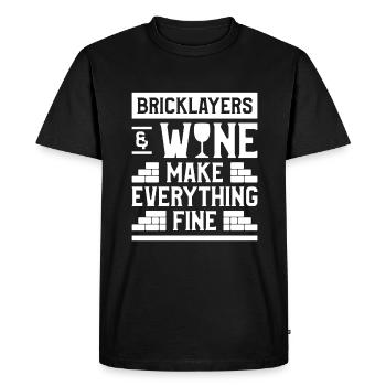 Bricklayers & Wine Make Everything Fine Bricklayer - Men's Premium Organic T-Shirt - black - Front - Nico (187cm)