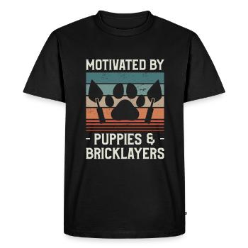 Motivé par les chiots et les maçons maçons - T-shirt Premium bio Homme - noir - Devant - Nico (187cm)