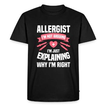 Allergologue Je ne discute pas, j’explique simplement pourquoi - T-shirt Premium bio Homme - noir - Devant - Nico (187cm)