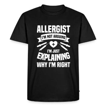 Allergologue Je ne discute pas, j’explique simplement pourquoi - T-shirt Premium bio Homme - noir - Devant - Nico (187cm)