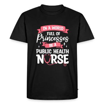 Dans un monde plein de princesses, soyez une santé publique - T-shirt Premium bio Homme - noir - Devant - Nico (187cm)