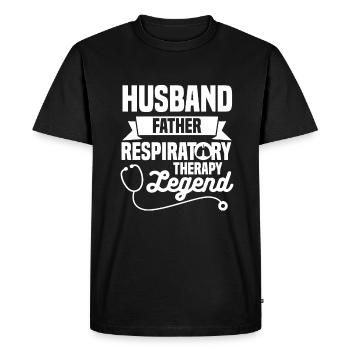 Mari Père Légende de thérapie respiratoire - T-shirt Premium bio Homme - noir - Devant - Nico (187cm)