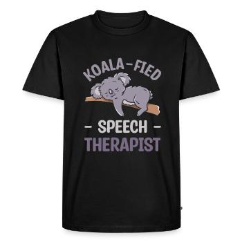 Koala-Fied Speech Therapist Pathologist SLP - Men's Premium Organic T-Shirt - black - Front - Nico (187cm)