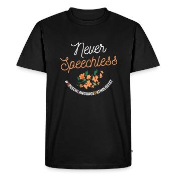 Never Speechless Speech Language Pathologist SLP - Men's Premium Organic T-Shirt - black - Front - Nico (187cm)